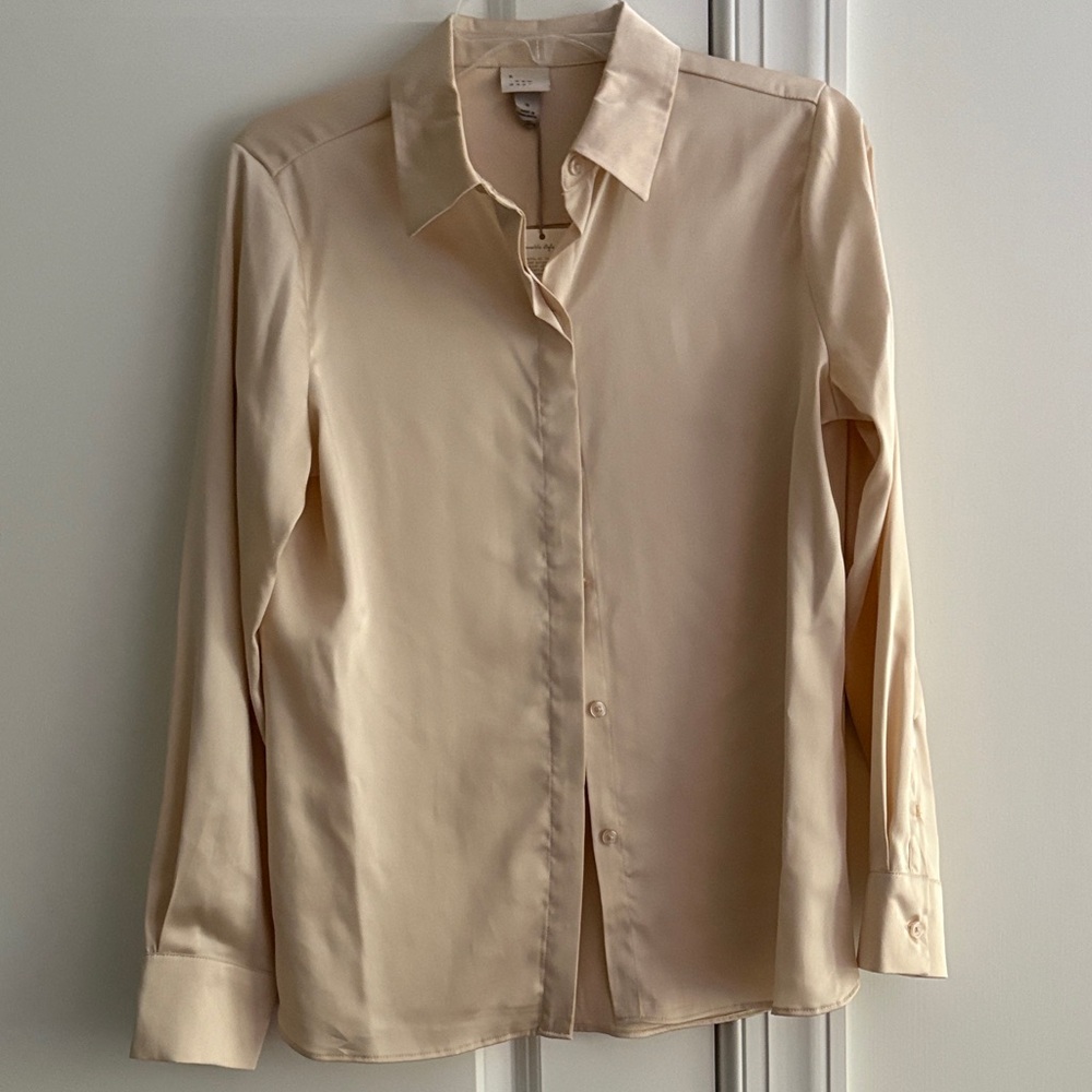 Cream Long Sleeve Button-Up Shirt